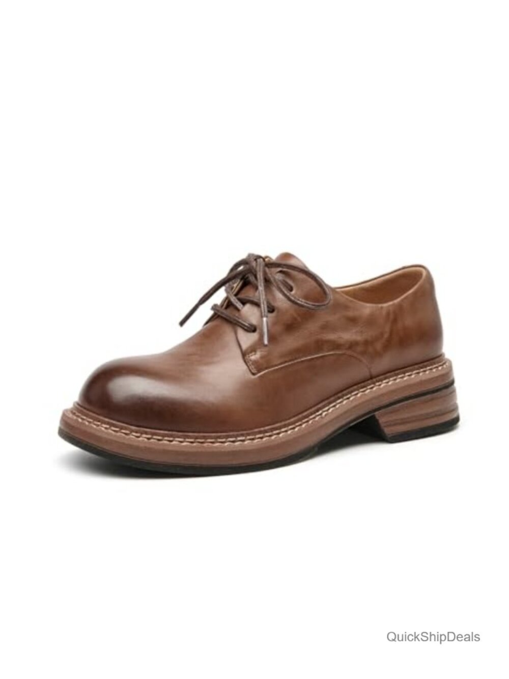Women's Leather Oxfords Lace-Up Dress Shoes Slip-Resistant Comfort